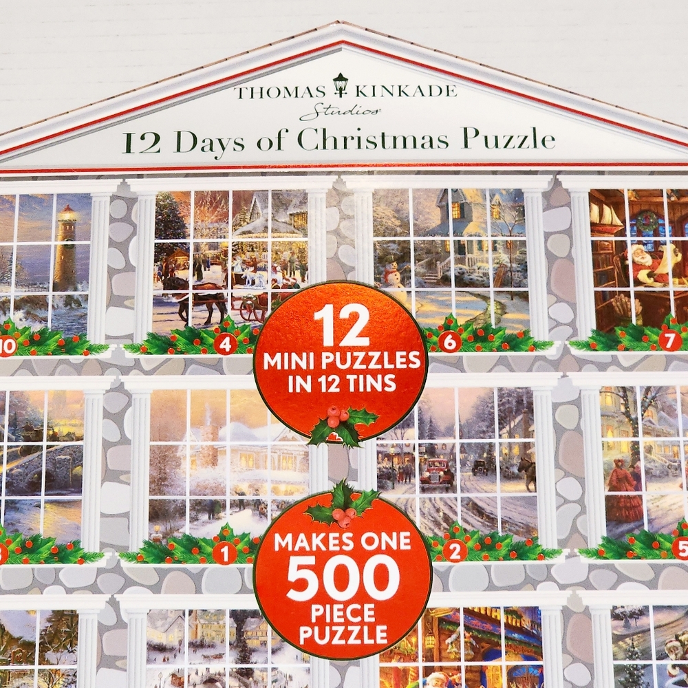 NEW Ceaco Thomas Kinkade Advent Calender Christmas Puzzles 12 in 1 - 500 count